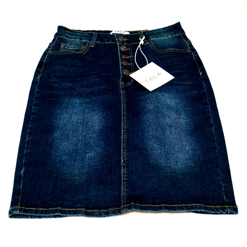 Tala Women's Denim Dark Distressed Skirt, Size M